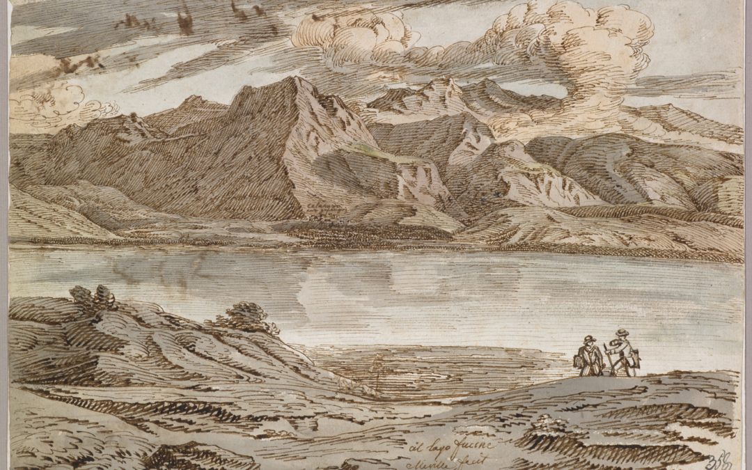 Veduta del lago del Fucino e di Celano in Abruzzo – Jakob Christoph Miville